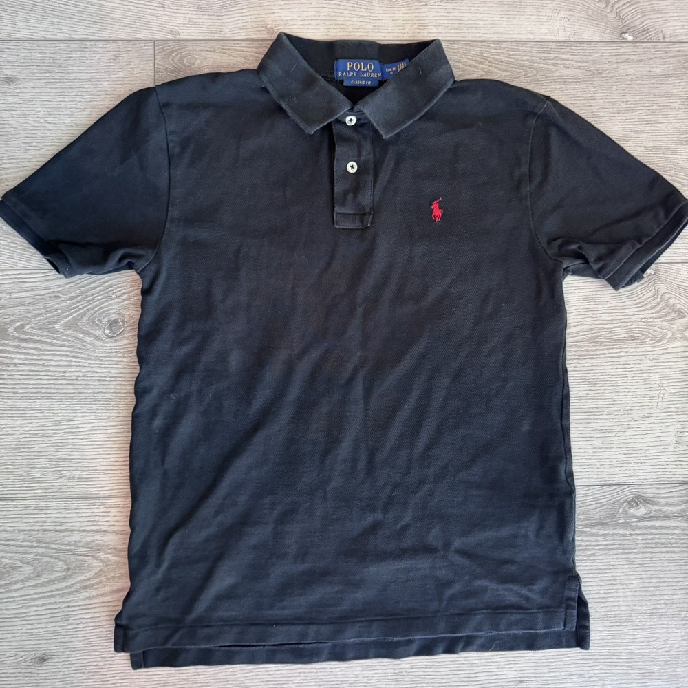 Polo Ralph Lauren Boys Youth Short Sleeve Black Polo Shirt Size L 14/16